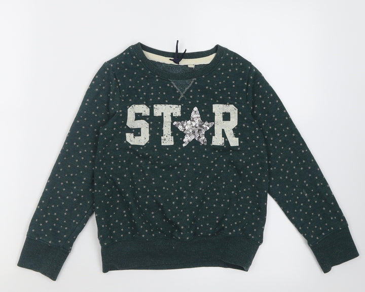 NEXT Girls Green Geometric Cotton Pullover Sweatshirt Size 8 Years  Pullover - Star Pattern