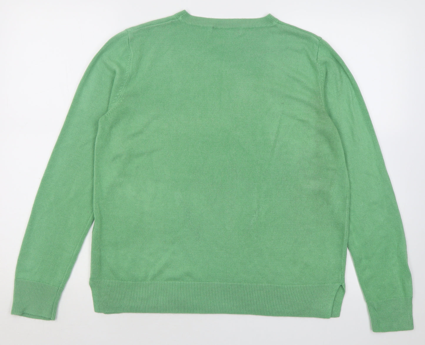 Marks and Spencer Womens Green Crew Neck  Acrylic Pullover Jumper Size 14