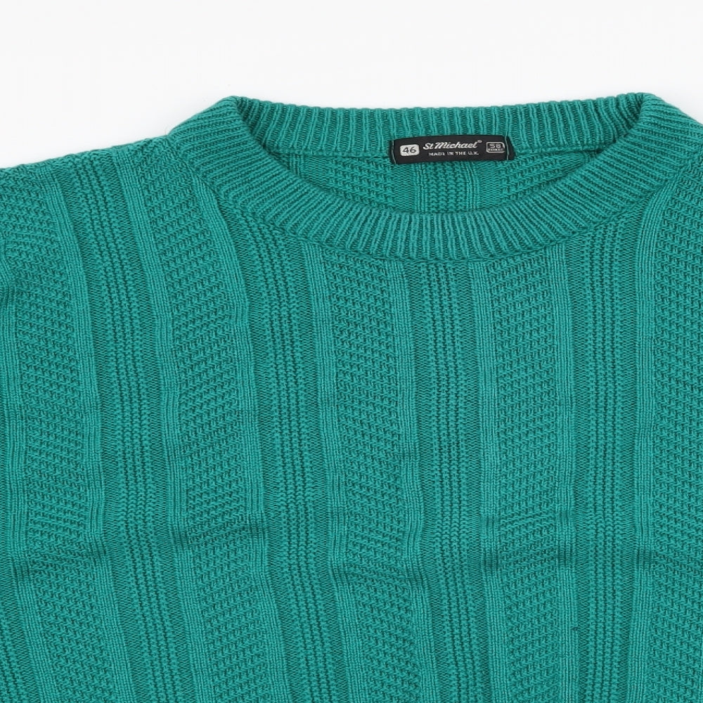 St Michael  Womens Green High Neck  Acrylic Pullover Jumper Size 18