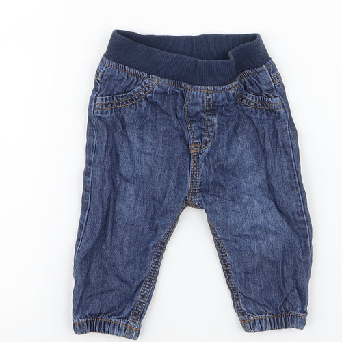 F&F Boys Blue  Cotton Jogger Jeans Size 3-6 Months  Pullover