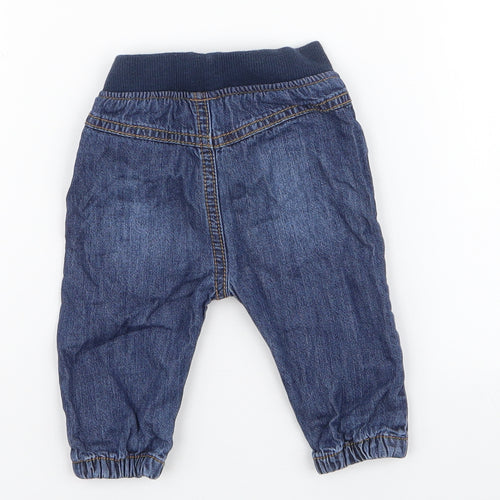 F&F Boys Blue  Cotton Jogger Jeans Size 3-6 Months  Pullover