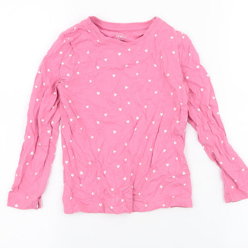 John Lewis Girls Pink Spotted 100% Cotton Jersey T-Shirt Size 5 Years Round Neck Pullover - Hearts
