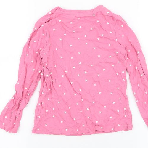 John Lewis Girls Pink Spotted 100% Cotton Jersey T-Shirt Size 5 Years Round Neck Pullover - Hearts