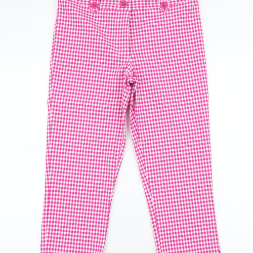 Papaya Womens Pink Plaid Polyester Capri Trousers Size 10 L20 in Regular Zip
