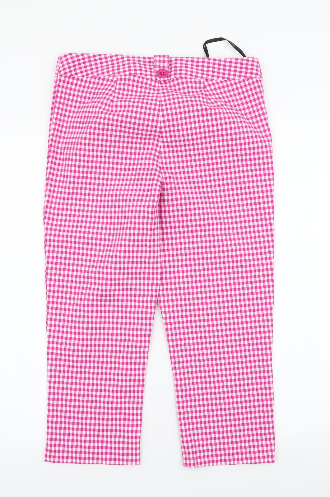 Papaya Womens Pink Plaid Polyester Capri Trousers Size 10 L20 in Regular Zip