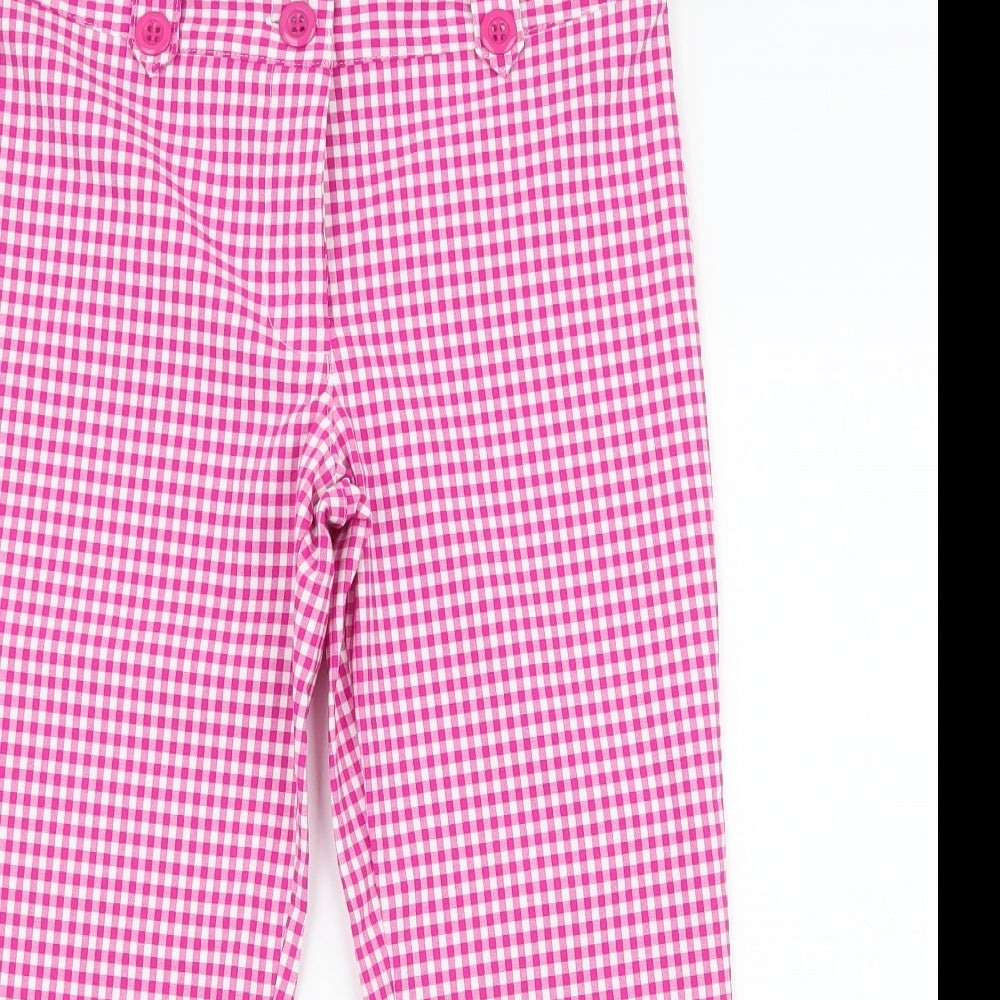Papaya Womens Pink Plaid Polyester Capri Trousers Size 10 L20 in Regular Zip