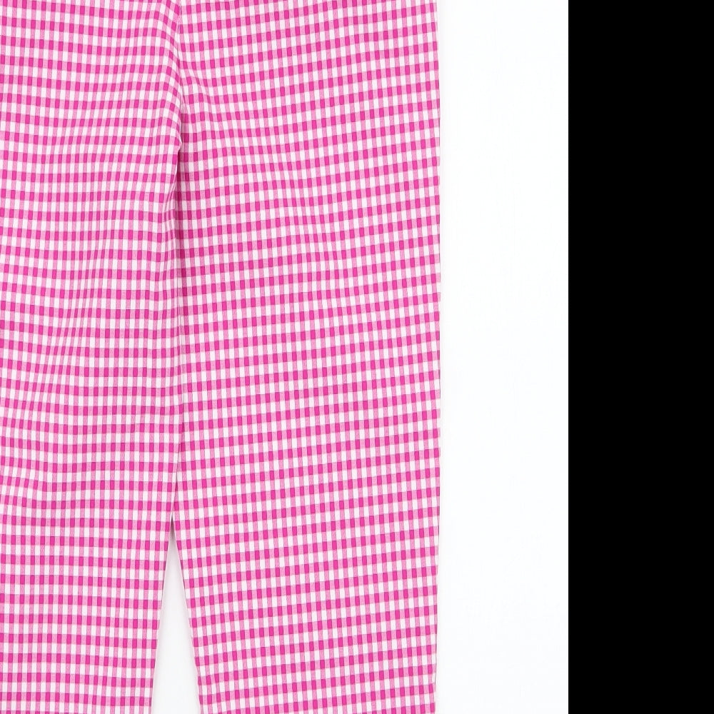 Papaya Womens Pink Plaid Polyester Capri Trousers Size 10 L20 in Regular Zip
