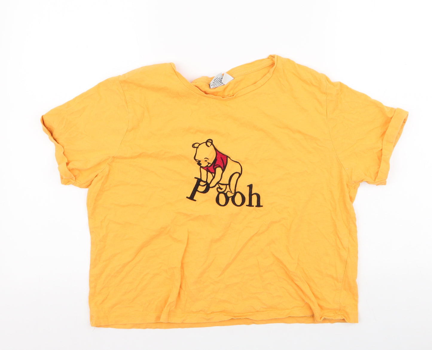 Disney Womens Orange  100% Cotton Cropped T-Shirt Size S Round Neck - Winnie The pooh