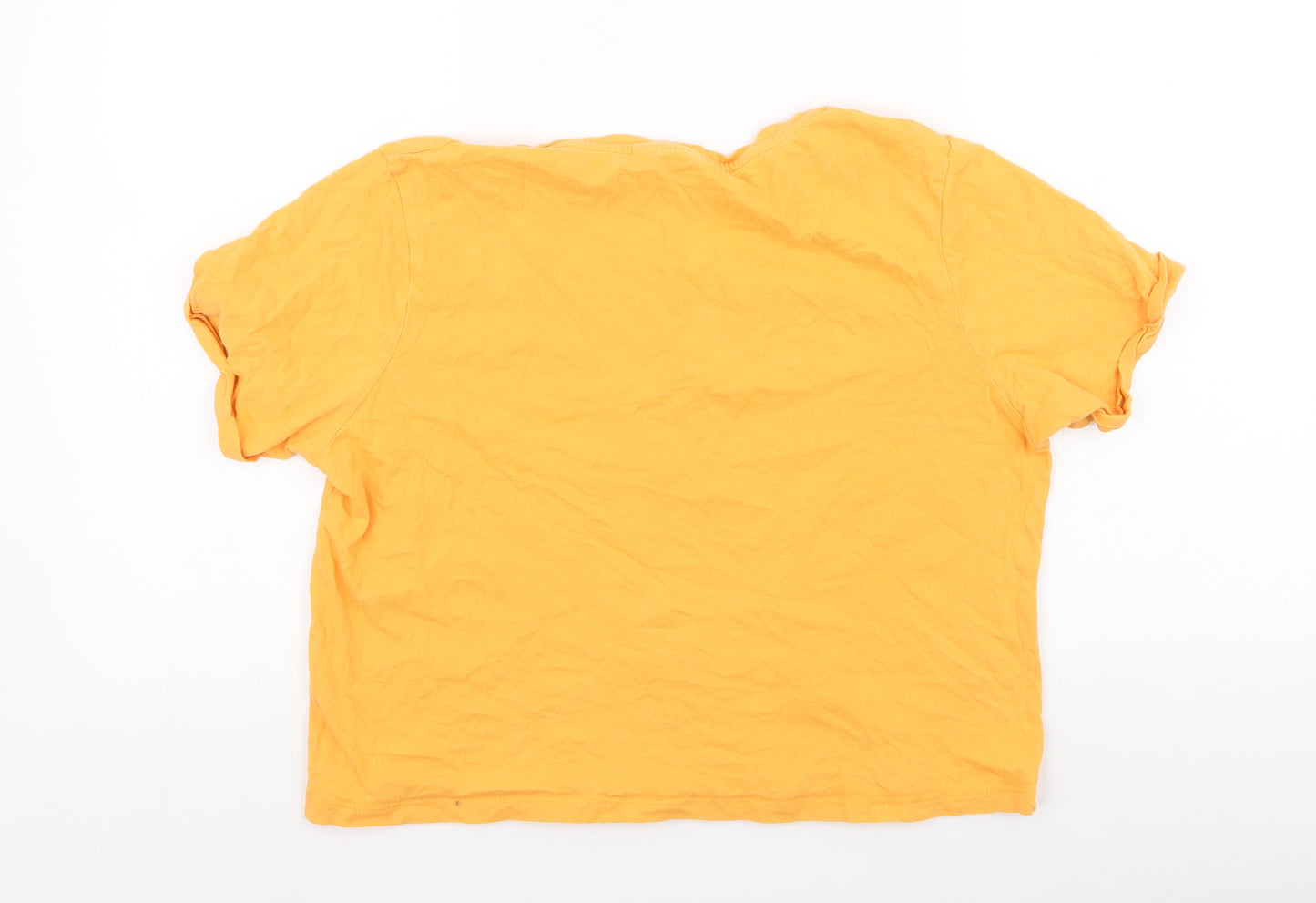 Disney Womens Orange  100% Cotton Cropped T-Shirt Size S Round Neck - Winnie The pooh