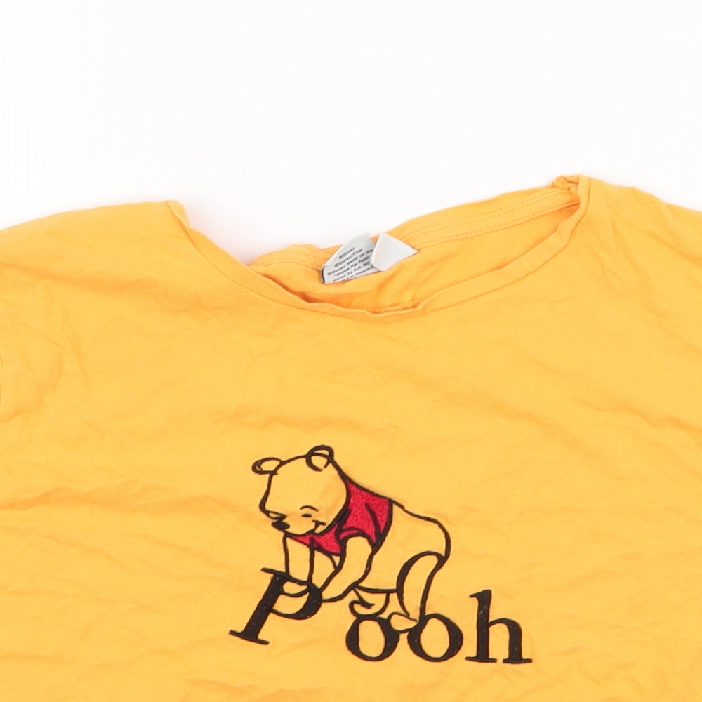 Disney Womens Orange  100% Cotton Cropped T-Shirt Size S Round Neck - Winnie The pooh