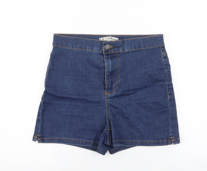 Denim & Co. Womens Blue Cotton Hot Pants Shorts Size 8 L3 in Regular Button