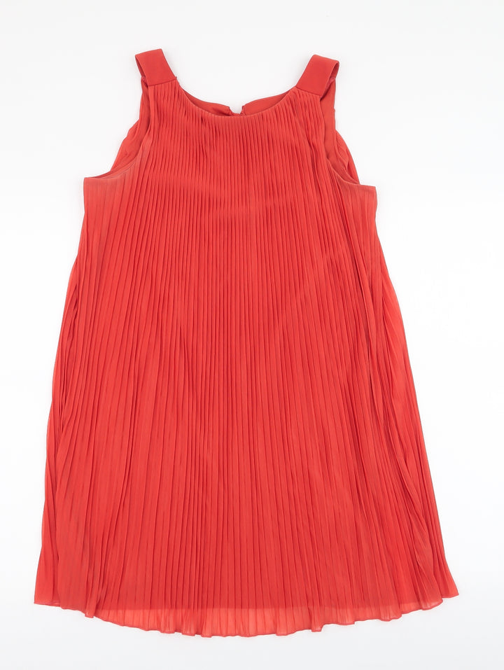 Miss Selfridge Womens Orange Polyester Trapeze & Swing Size 8 Round Neck Tie
