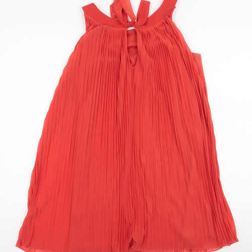 Miss Selfridge Womens Orange  Polyester Trapeze & Swing  Size 8  Round Neck Tie