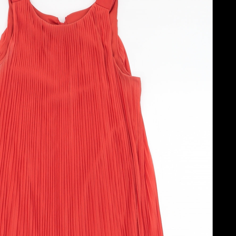 Miss Selfridge Womens Orange  Polyester Trapeze & Swing  Size 8  Round Neck Tie