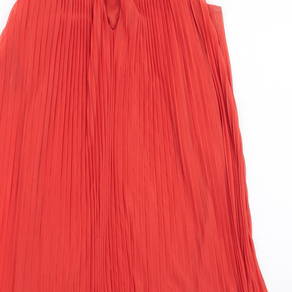 Miss Selfridge Womens Orange  Polyester Trapeze & Swing  Size 8  Round Neck Tie