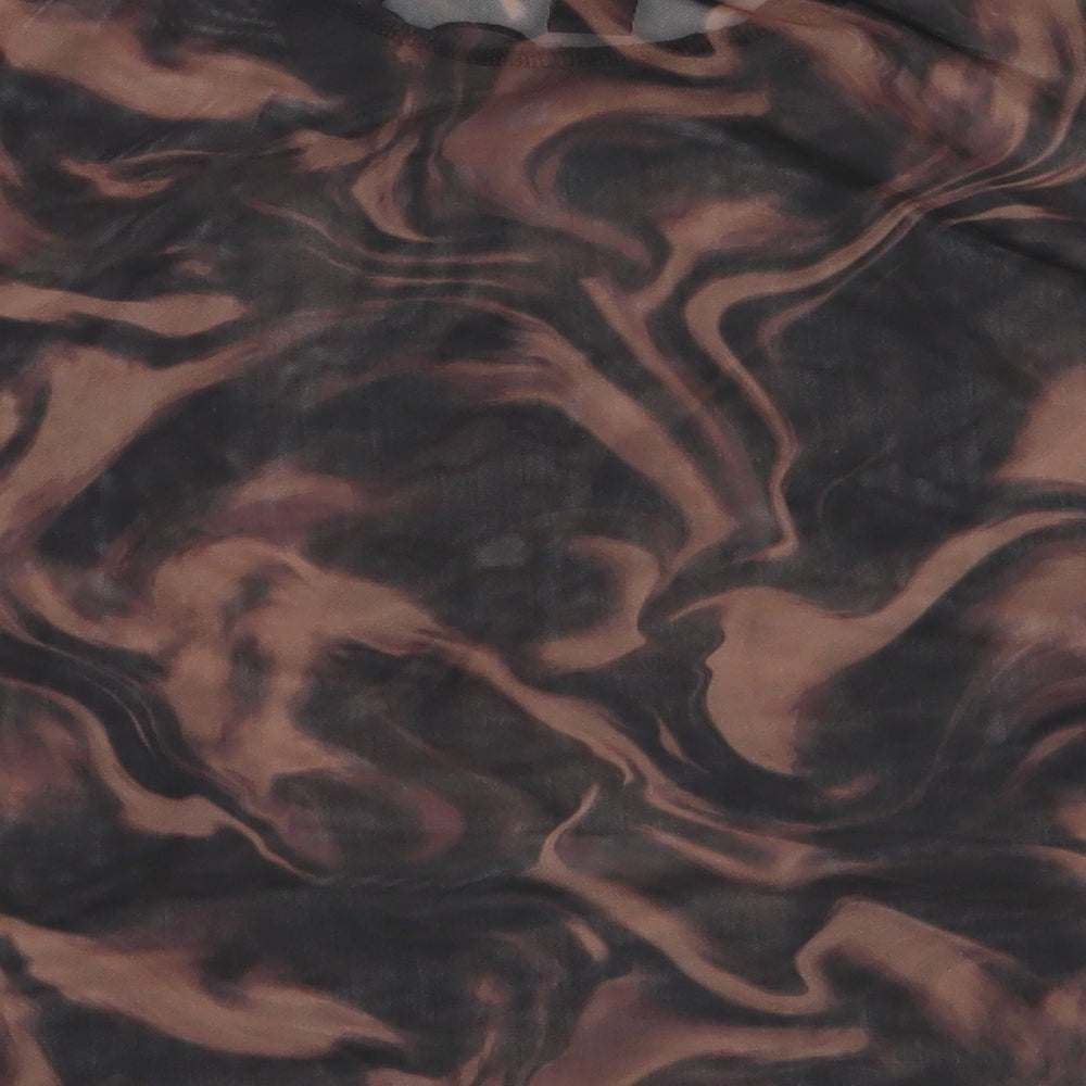 Primark Womens Brown Animal Print Polyester Basic T-Shirt Size XL Round Neck