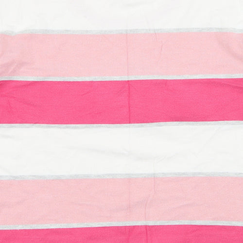 Mindflower Womens Pink Round Neck Striped Viscose Pullover Jumper Size M