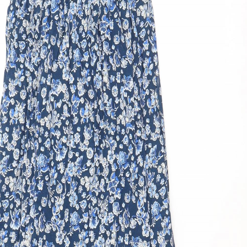 Oasis Womens Blue Floral 100% Cotton Maxi  Size 10  Off the Shoulder Pullover