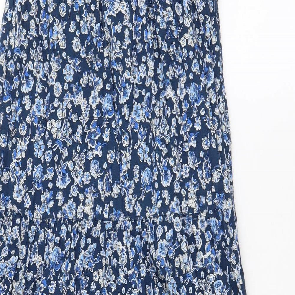 Oasis Womens Blue Floral 100% Cotton Maxi  Size 10  Off the Shoulder Pullover