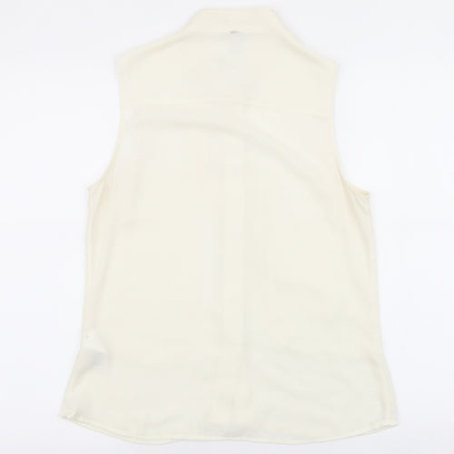 H&M Womens Ivory  Polyester Basic Blouse Size 8 Round Neck