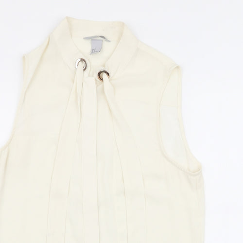 H&M Womens Ivory  Polyester Basic Blouse Size 8 Round Neck