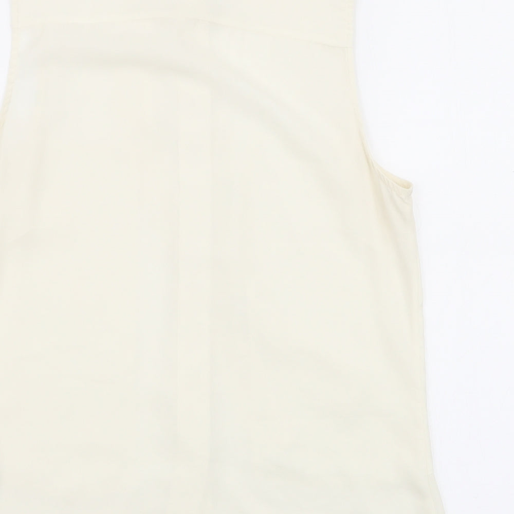H&M Womens Ivory  Polyester Basic Blouse Size 8 Round Neck