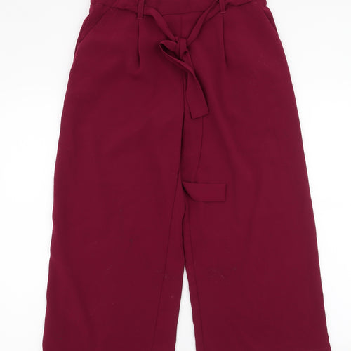 New Look Womens Purple  Polyester Cropped Trousers Size 10 L22 in Regular Tie