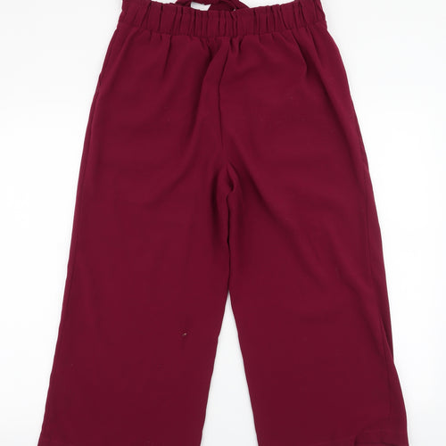 New Look Womens Purple  Polyester Cropped Trousers Size 10 L22 in Regular Tie