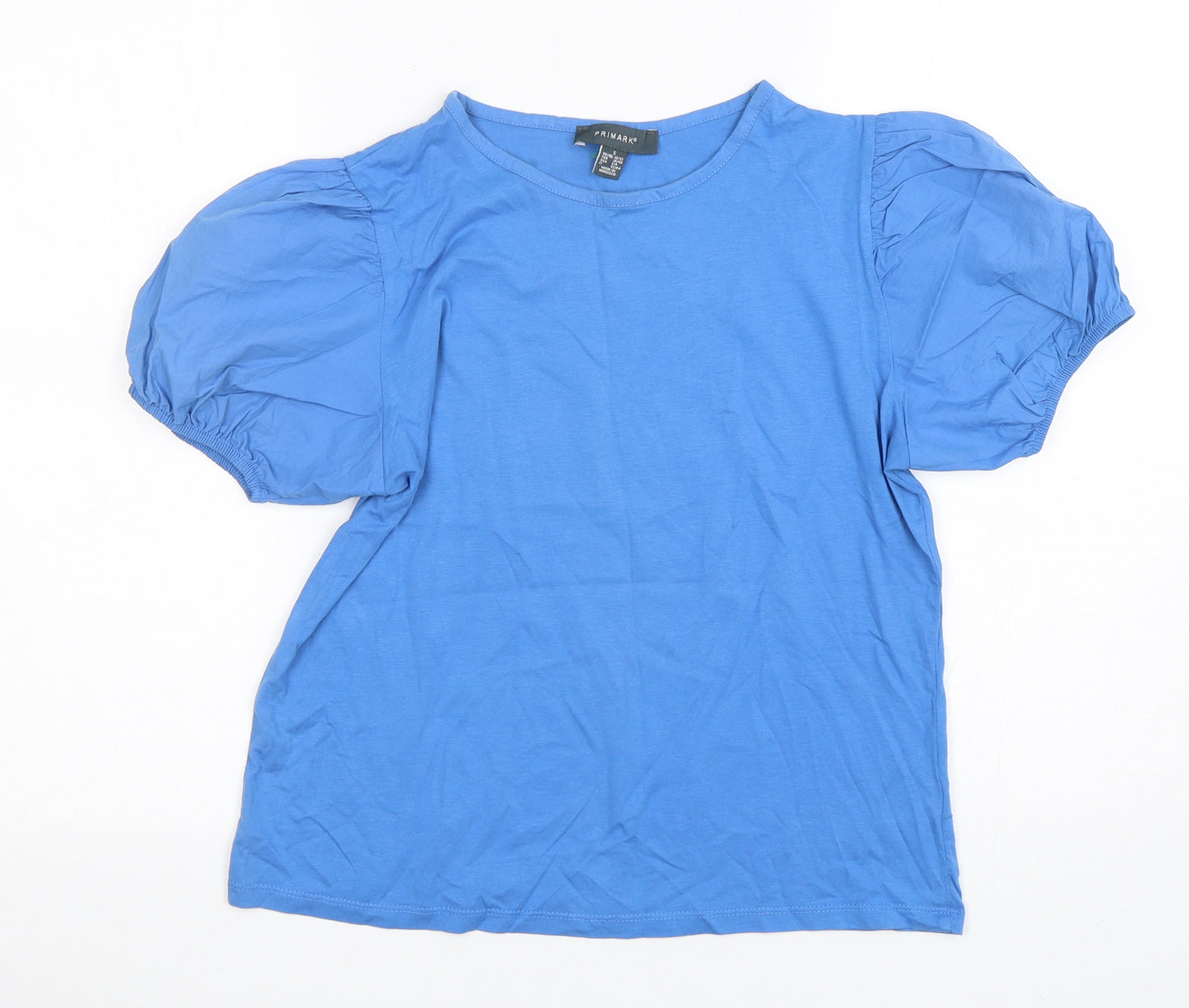 Primark Womens Blue  Cotton Basic T-Shirt Size 10 Round Neck