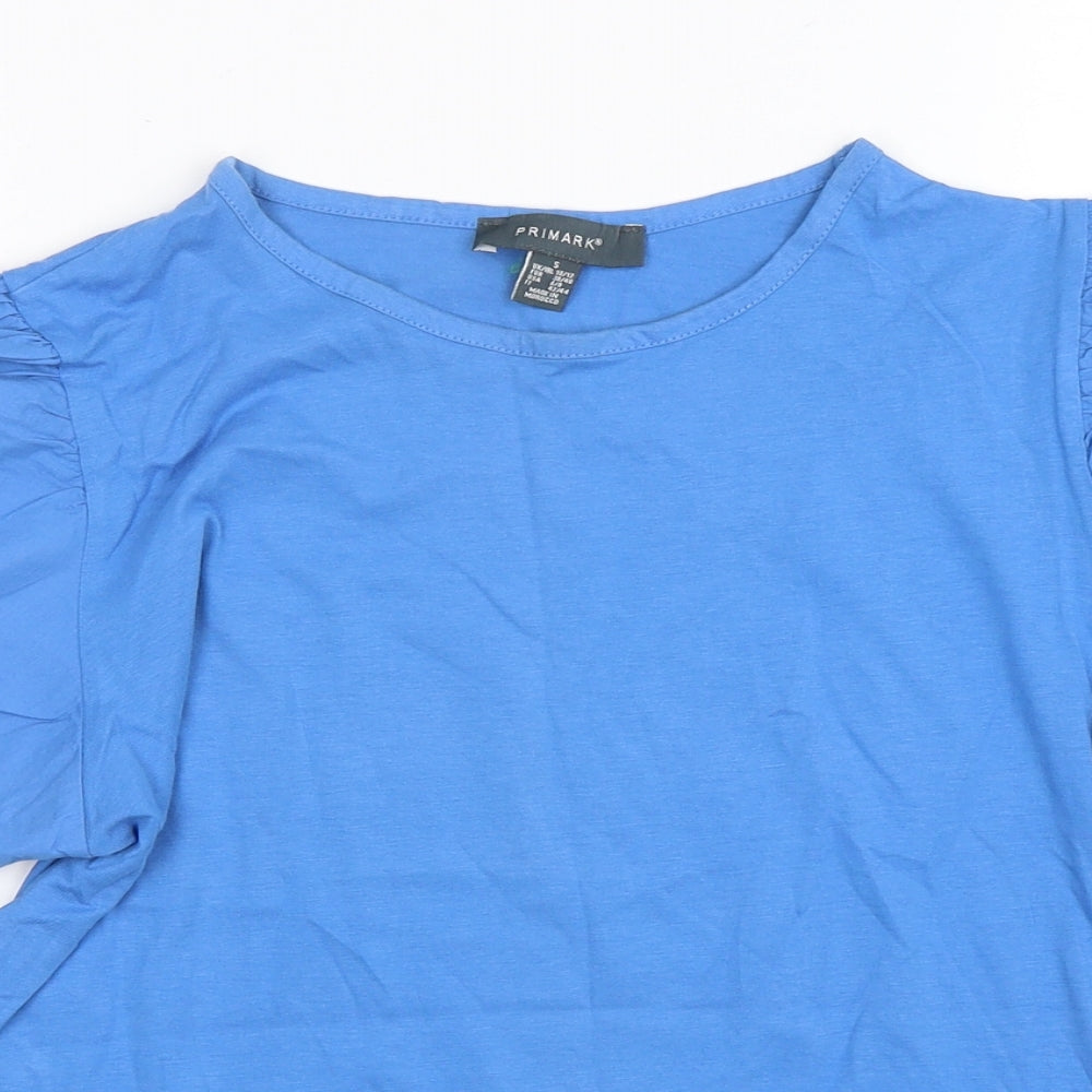 Primark Womens Blue  Cotton Basic T-Shirt Size 10 Round Neck