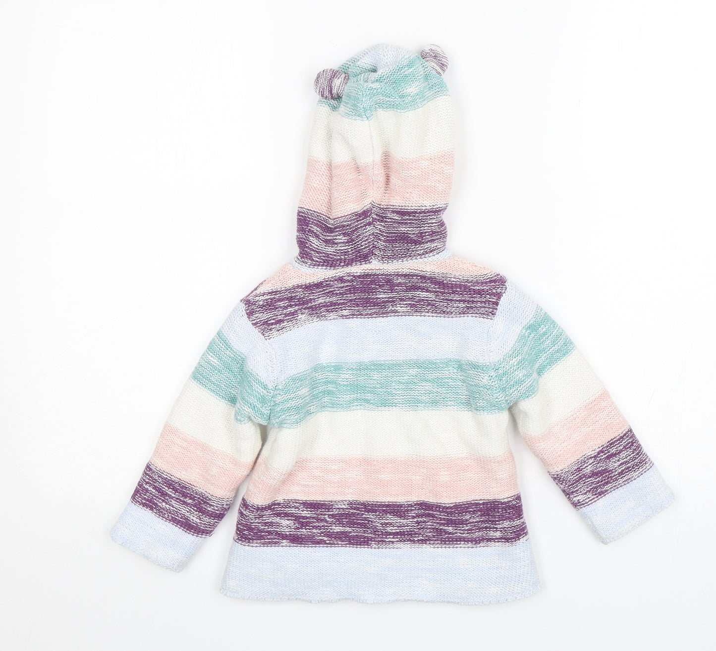 Nutmeg Girls Multicoloured Striped Cotton Cardigan Jumper Size 18-24 Months  Pullover