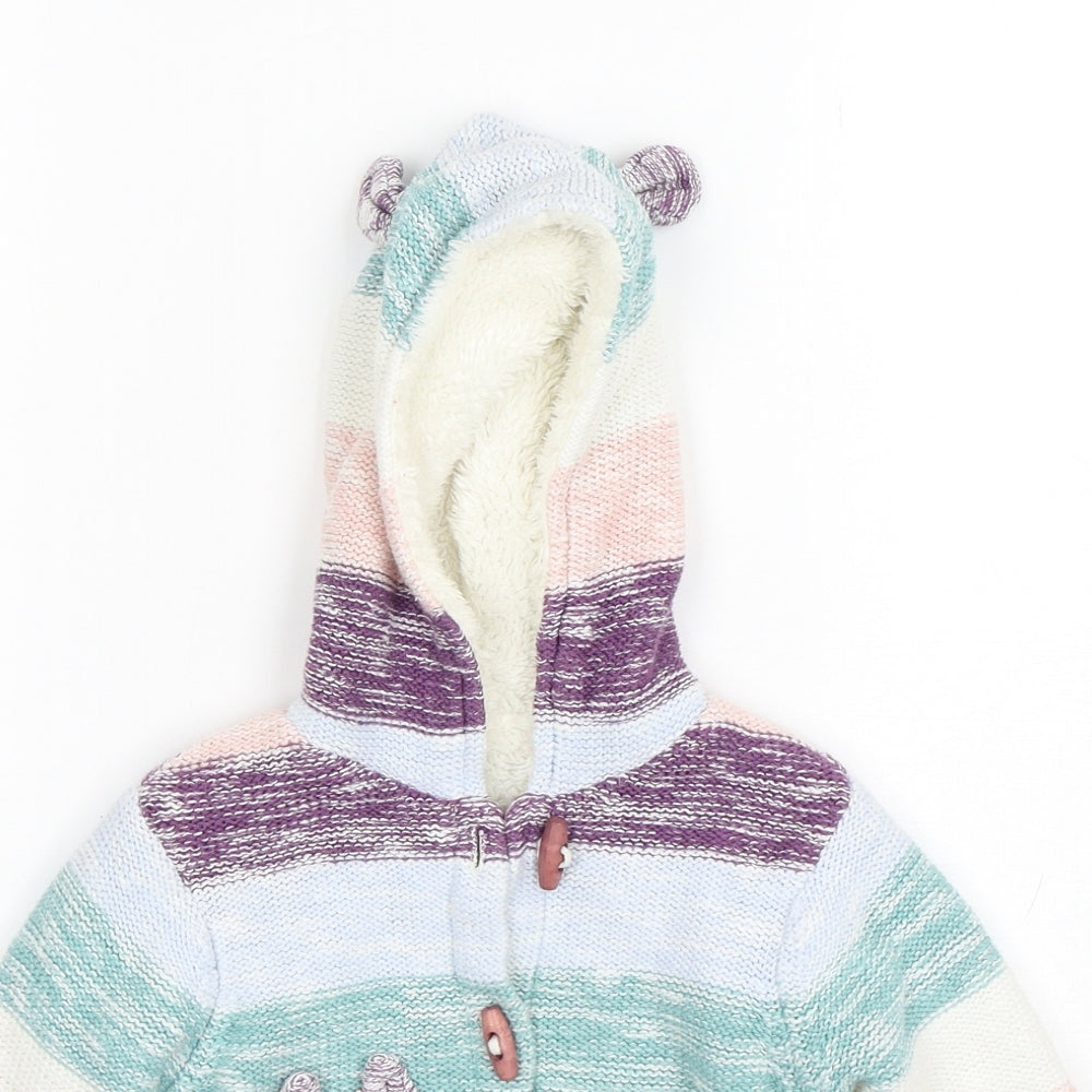 Nutmeg Girls Multicoloured Striped Cotton Cardigan Jumper Size 18-24 Months  Pullover
