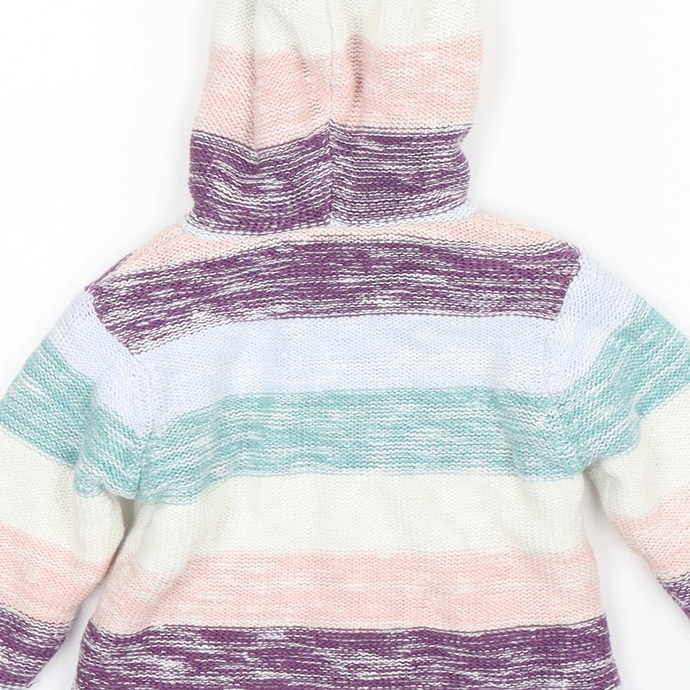 Nutmeg Girls Multicoloured Striped Cotton Cardigan Jumper Size 18-24 Months  Pullover