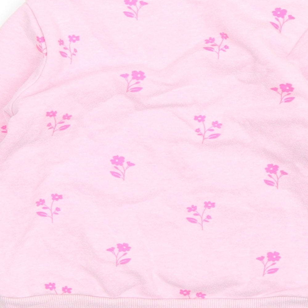Dunnes Stores Girls Pink Floral Cotton Pullover Sweatshirt Size 2-3 Years  Pullover