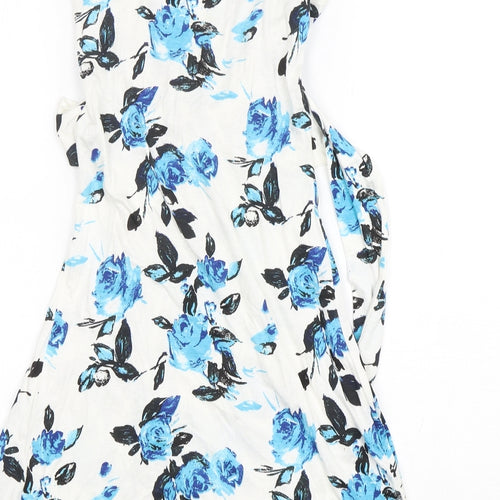 Krisp  Womens Multicoloured Floral Viscose A-Line  Size 8  V-Neck Pullover