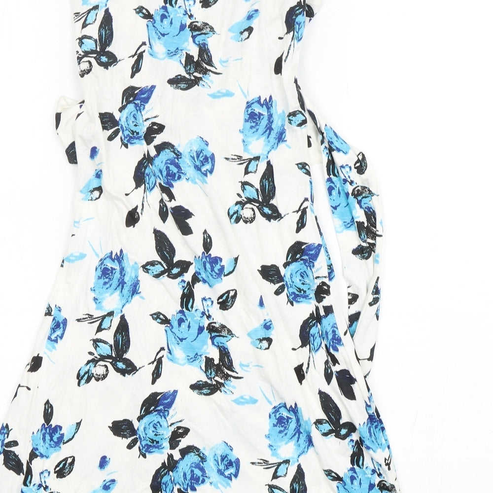 Krisp  Womens Multicoloured Floral Viscose A-Line  Size 8  V-Neck Pullover