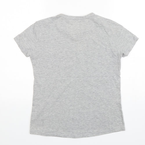 Stradivarius Womens Grey  Cotton Basic T-Shirt Size S Round Neck