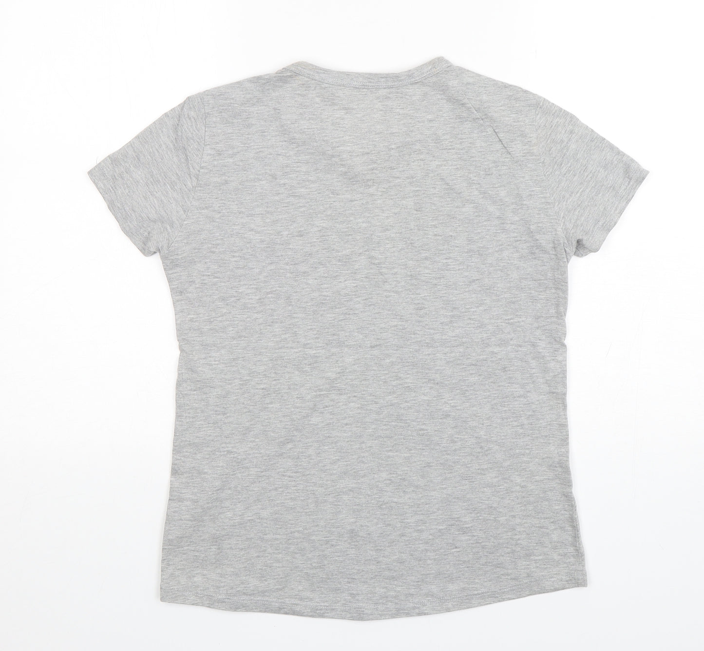 Stradivarius Womens Grey  Cotton Basic T-Shirt Size S Round Neck