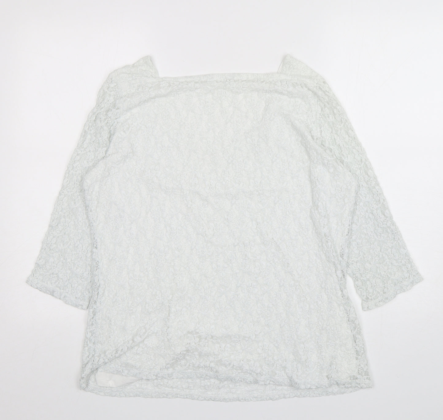 Marks and Spencer Womens White Floral Polyamide Basic T-Shirt Size 20 Square Neck