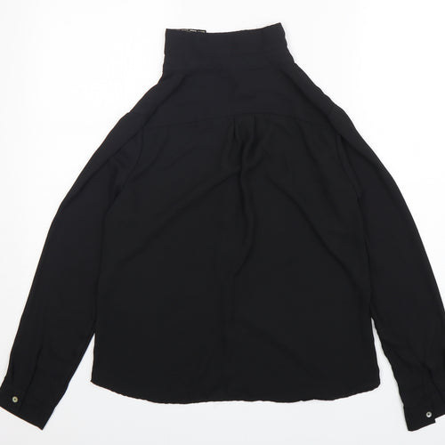 Golden Live Womens Black  Polyester Basic Button-Up Size M Collared