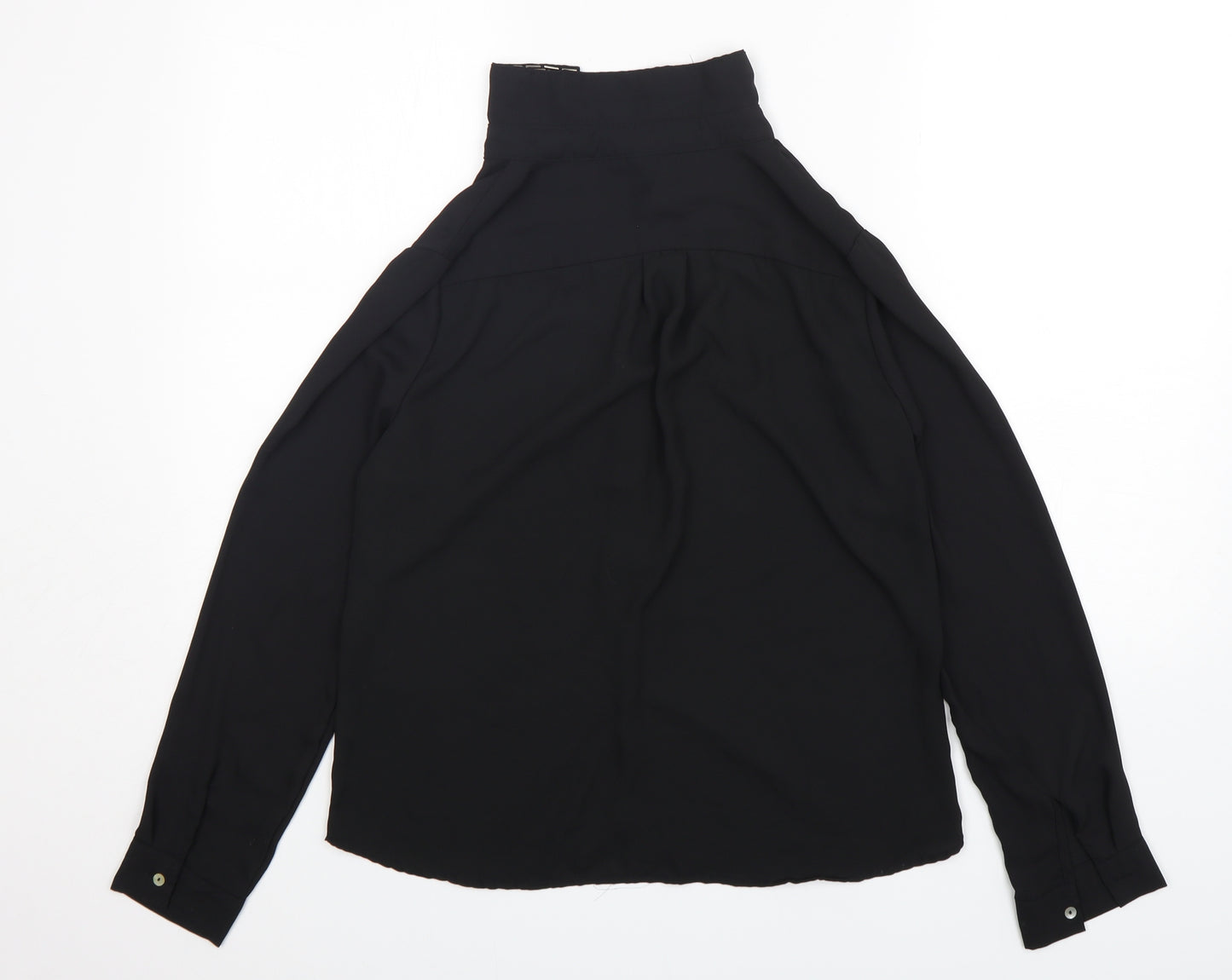 Golden Live Womens Black  Polyester Basic Button-Up Size M Collared