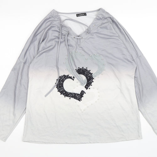 Sheilay Womens Grey  Polyester Pullover Sweatshirt Size L  Pullover