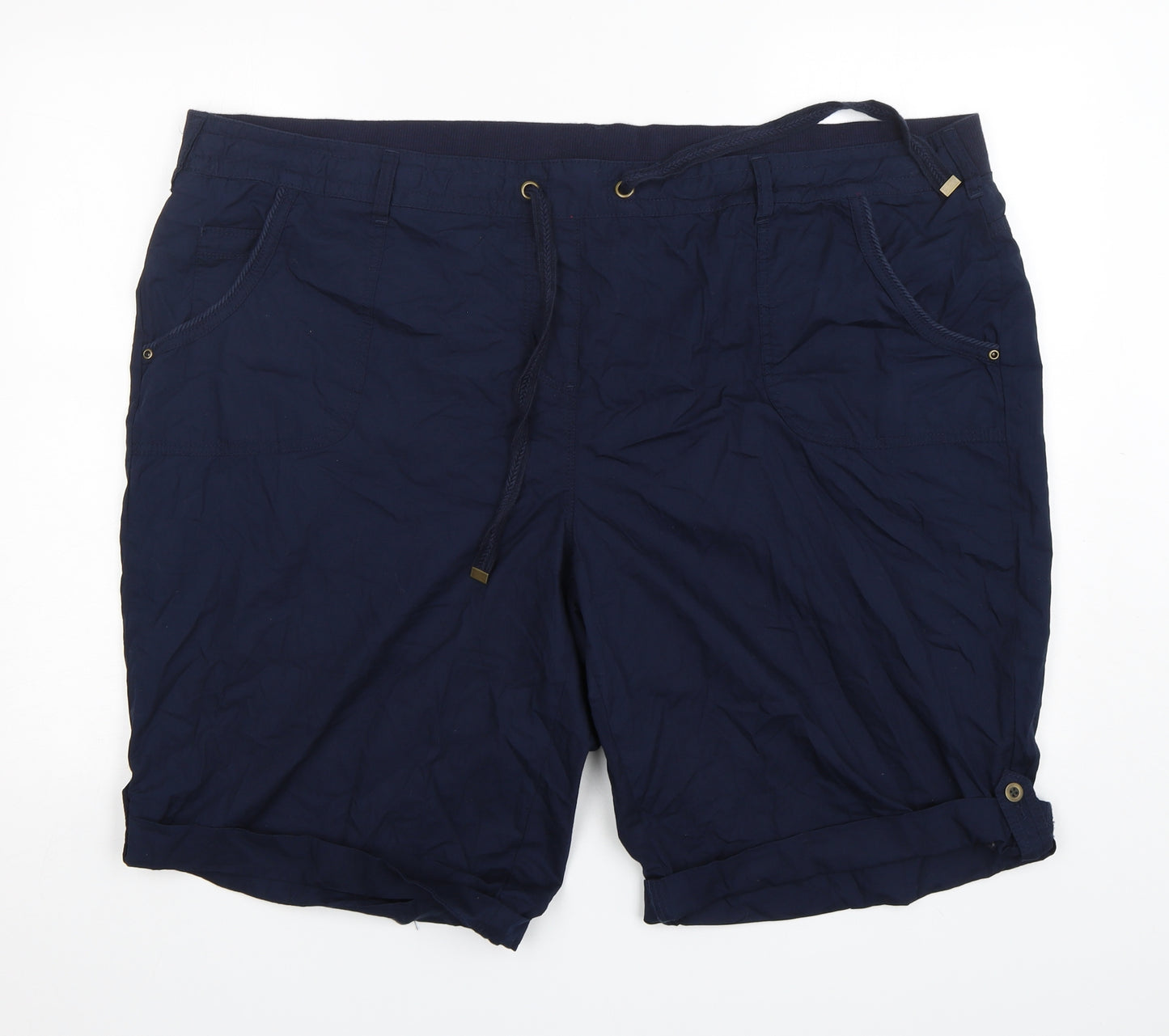 George Womens Blue  Cotton Chino Shorts Size 24 L10 in Regular Drawstring