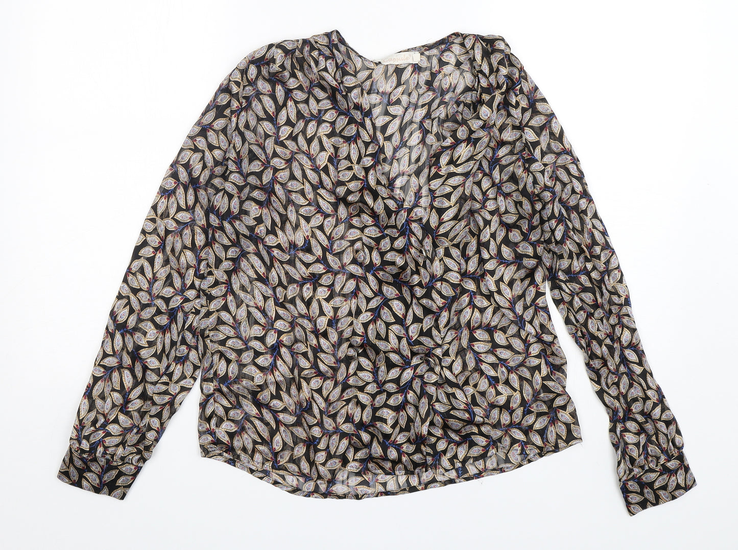 capsule Womens Multicoloured Paisley Polyester Basic Blouse Size M V-Neck