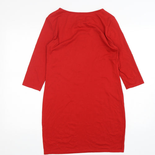 Wanna This Womens Red  Polyester T-Shirt Dress  Size L  Round Neck Pullover