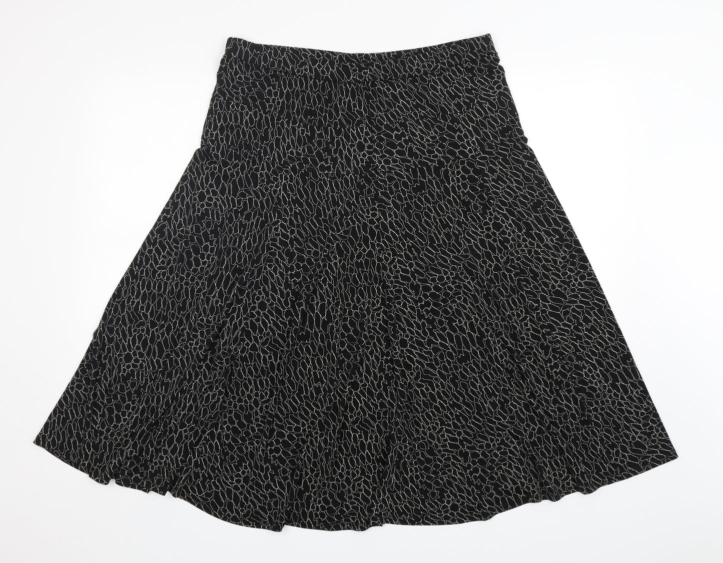 Marks and Spencer Womens Black Geometric Polyester A-Line Skirt Size 18