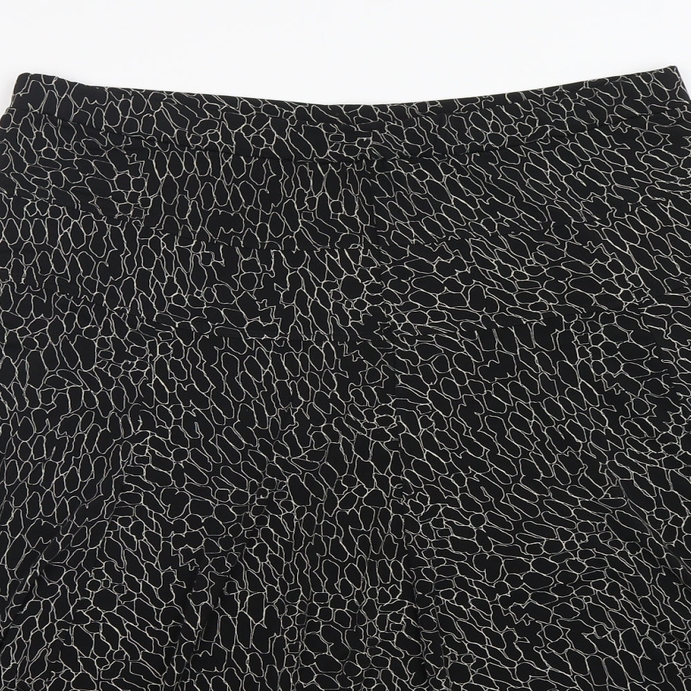 Marks and Spencer Womens Black Geometric Polyester A-Line Skirt Size 18