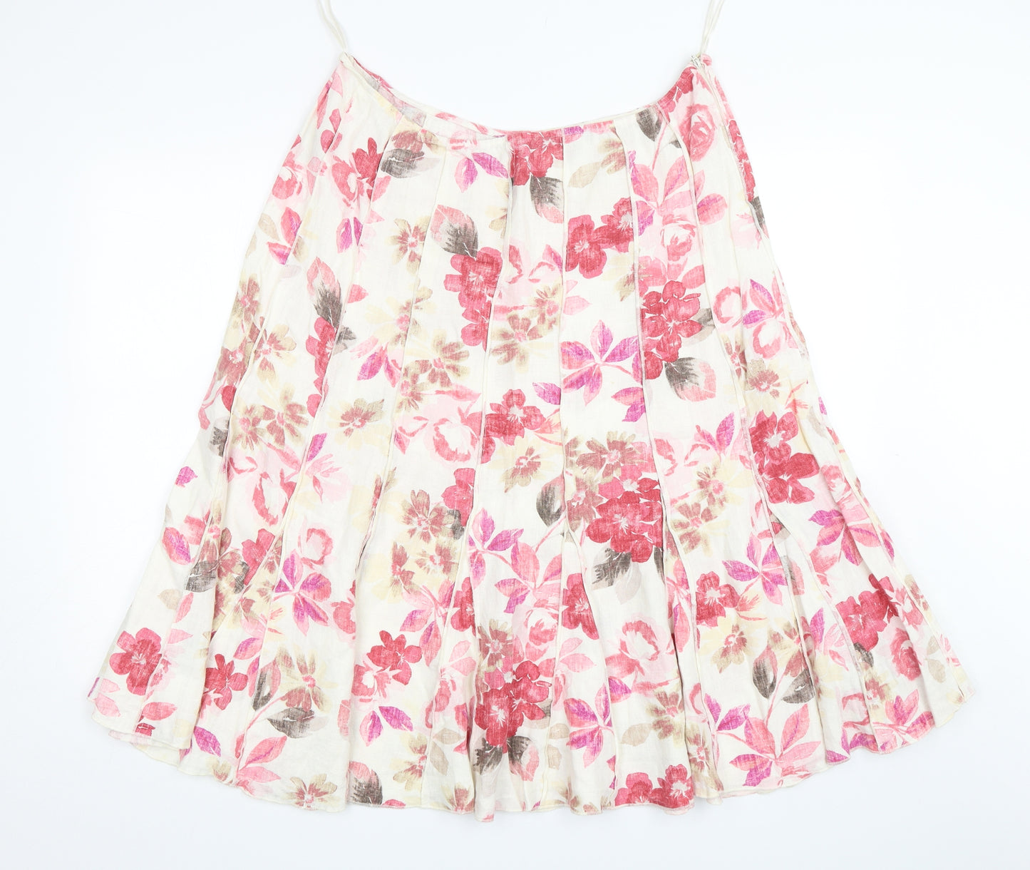Per Una  Womens Multicoloured Floral Linen A-Line Skirt Size 18