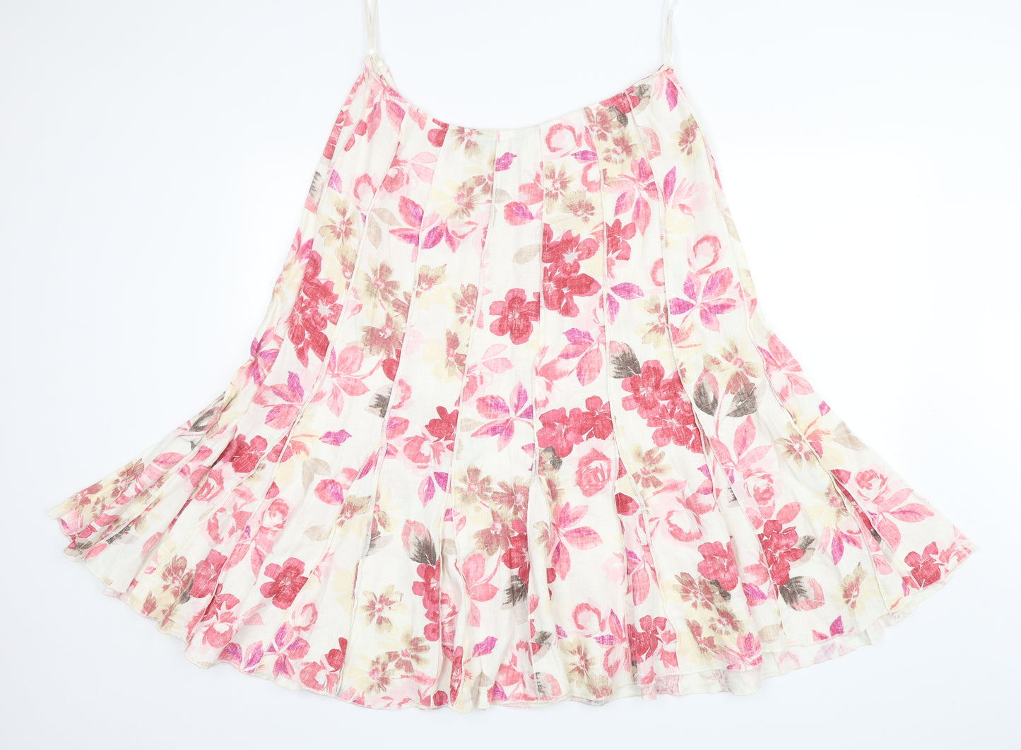 Per Una  Womens Multicoloured Floral Linen A-Line Skirt Size 18