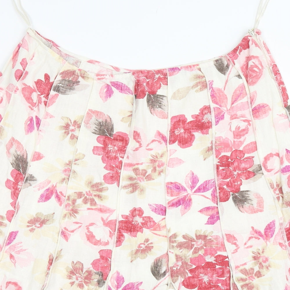 Per Una  Womens Multicoloured Floral Linen A-Line Skirt Size 18